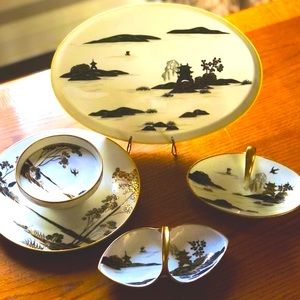 Rare~4 Piece Antique Nippon Gold rimmed set. ✨
